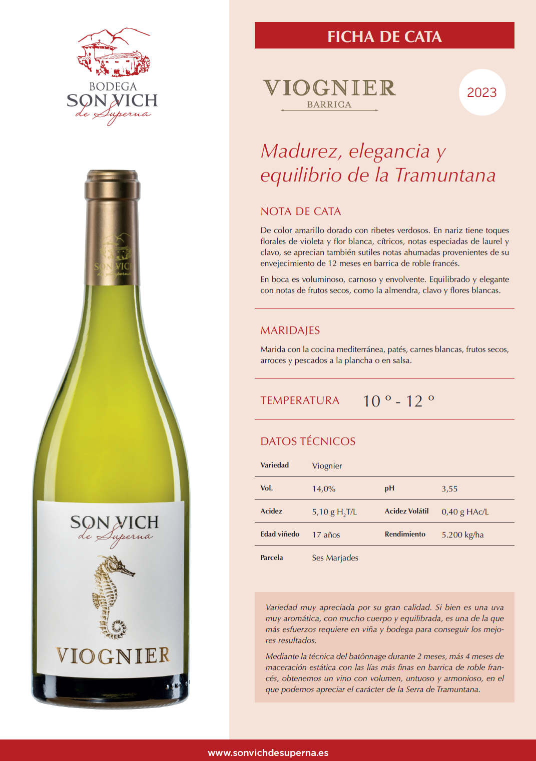 Son Vich De Superna Viognier Barrica 2023
